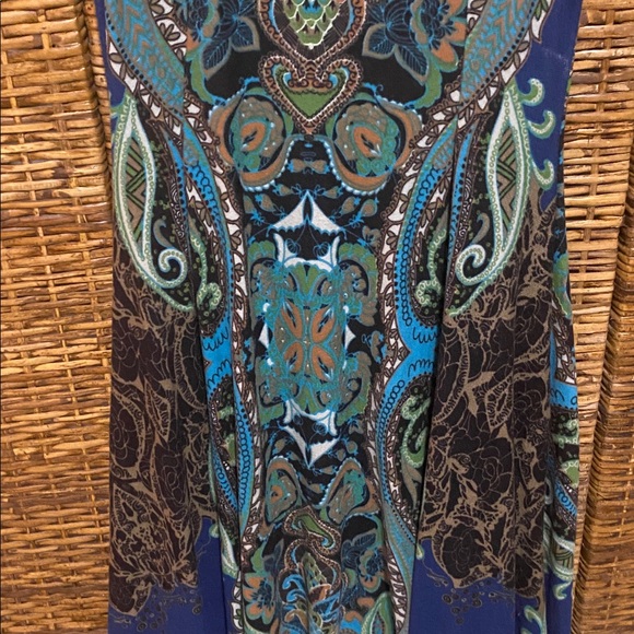 EUC Reborn blue green Boho design sweater sleeveless Maxi Dress XL - Picture 3 of 6